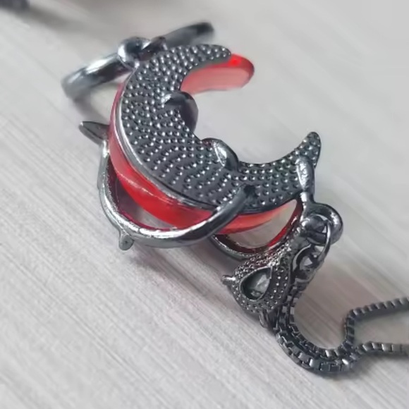 Gothic Red Blood Moon Earrings - Picture 10 of 16